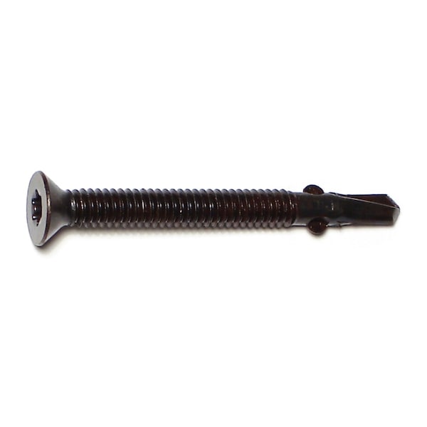 Self-Drilling Screw, #14 x 2-1/2 in, Plain Steel Flat Head Torx Drive, 50 PK